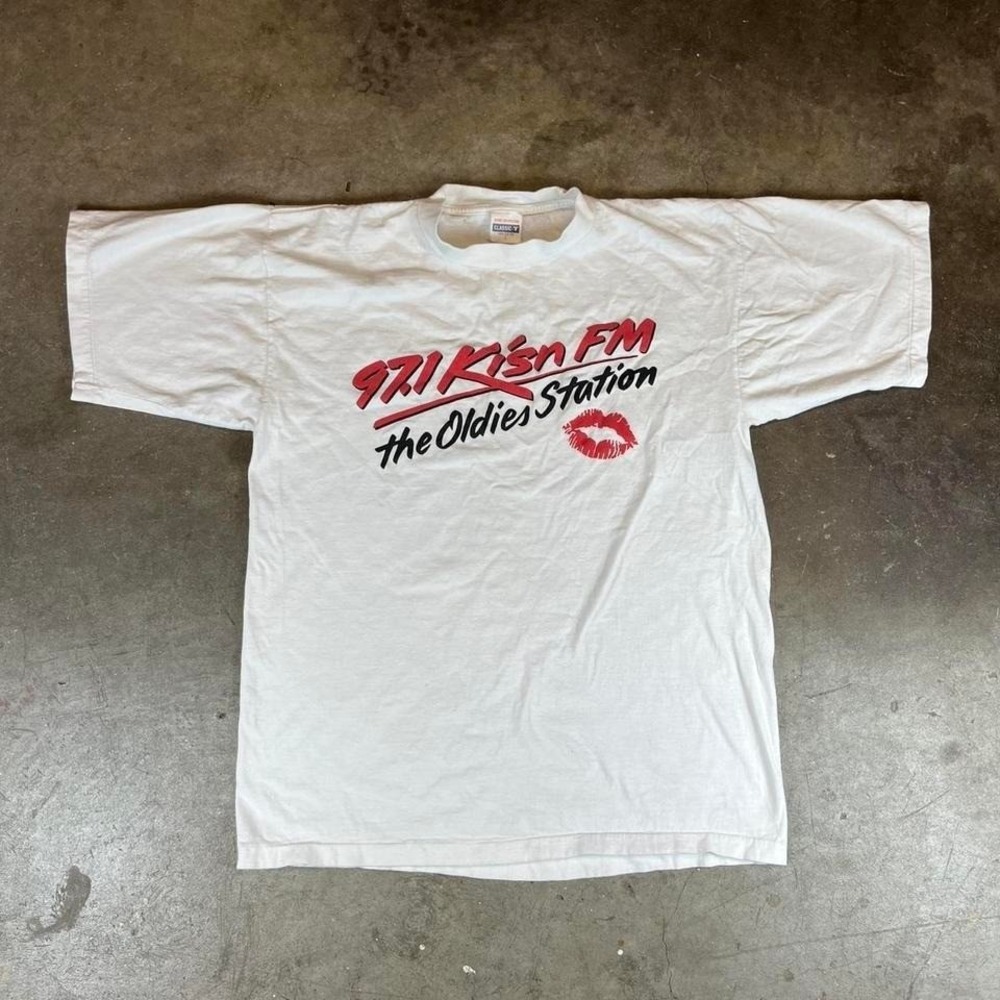 Vintage 90s single stitch 97.1 KISN FM The Oldies Station white cotton t-shirt